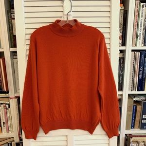Charter Club Orange 100% Cashmere Long Sleeve Mock Turtleneck Sweater L